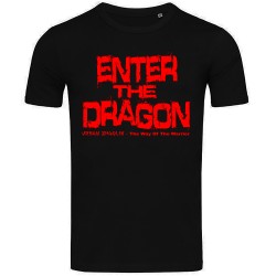 Bruce Lee Inspired Enter The Dragon Text Regular Fitted T-Shirt