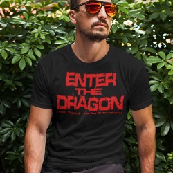 Bruce Lee Inspired Enter The Dragon Text Regular Fitted T-Shirt